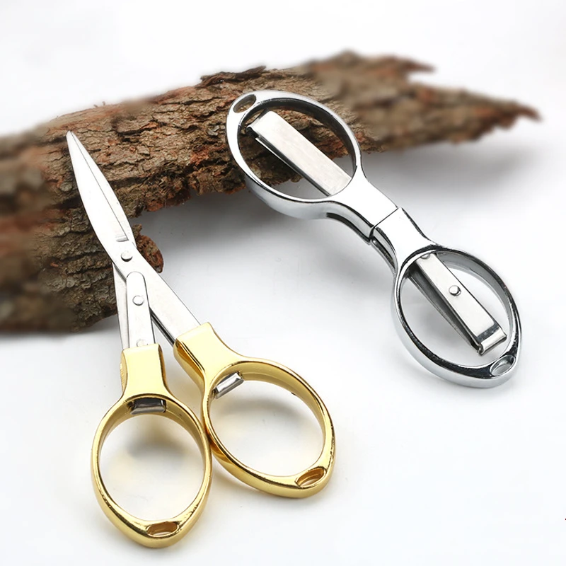 Multifunctional Folding Stainless Steel Fishing Scissors Travel Portable Scissors for Fishing Sewing Tools Rose Gold Scissors