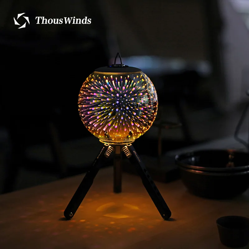 Thous Winds Goal Zero LED Light 3D Firework Lantern Outdoor Camping Lighting Light Light and 3D Shadow Glass Lampshade