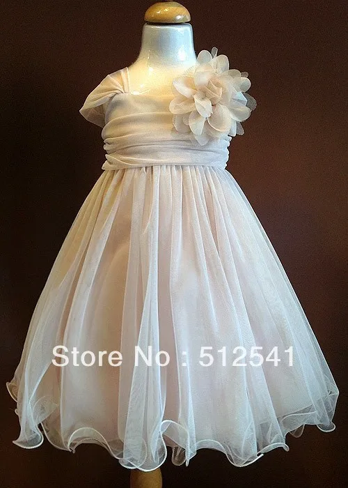 Beautiful High Neck Princess Handmade Flower Organza Girl Dresses For Weddings