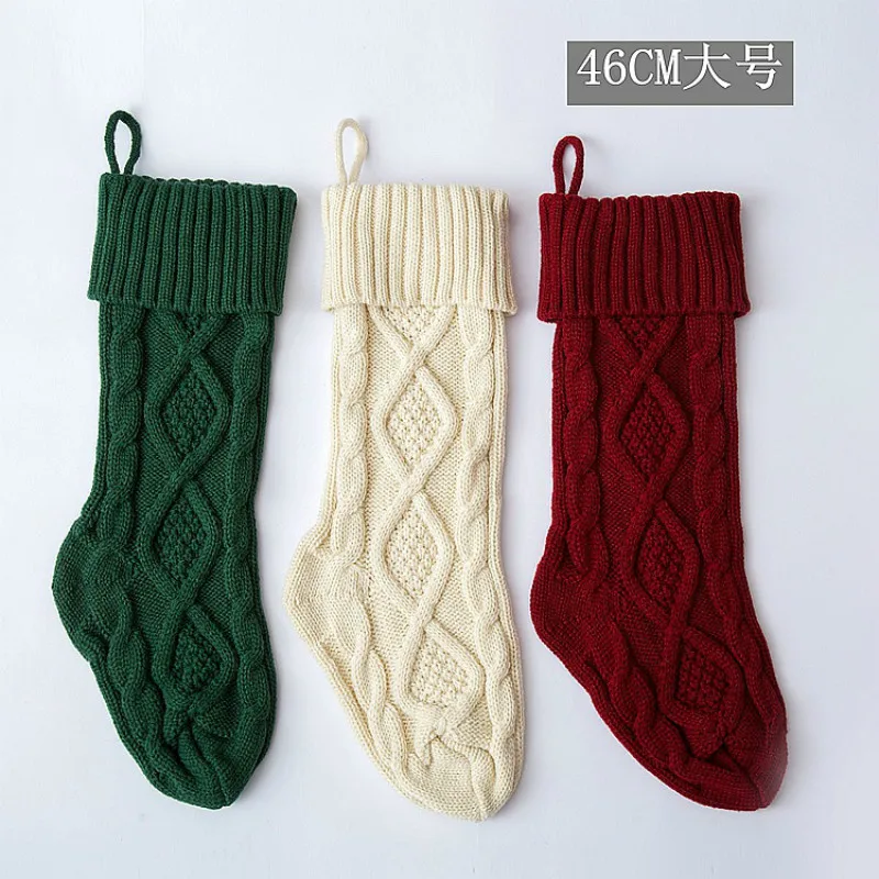 

Large Knitted Sweater Home Wall Accessories Candy Bags Socks Diamond Shaped Gift Decorations Christmas Socks 3pair/lot