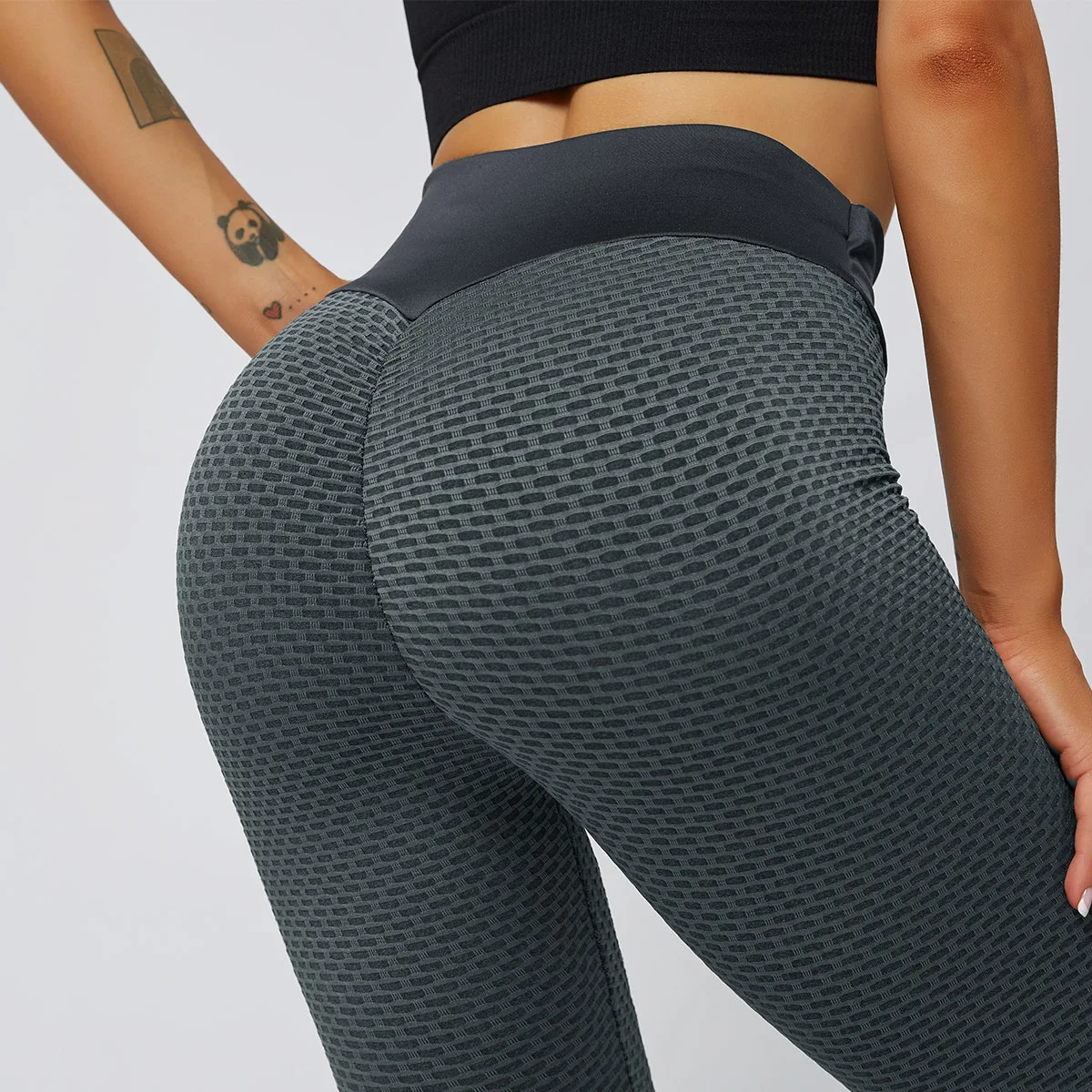 Yomay Yoga Leggings Jacquard Fitness Push Up Leggings Summer Women Elastic Sweatpant Sport Running Workout Sexy GYM Pants