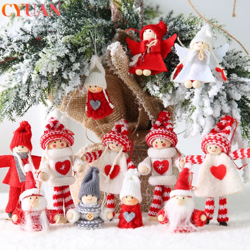 2pcs 2024 Christmas Ornament Doll Xmas Tree Decor Hanging Angel Faceless Doll Christmas Home Decorations Kids New Year Gift Noel