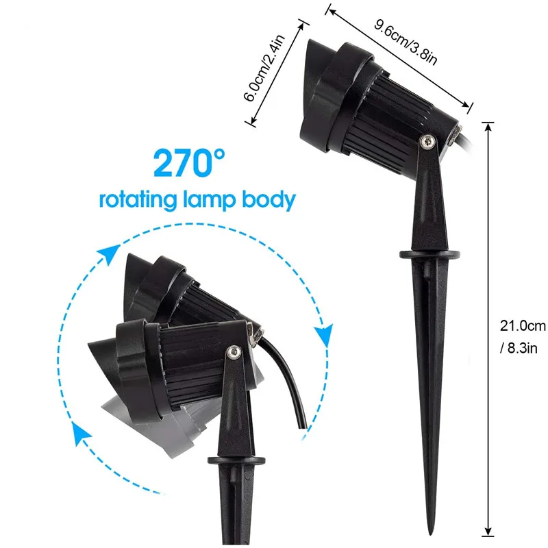 Luz led rgb para iluminação paisagística ao ar livre, impermeável, lâmpada de gramado cob com controle remoto, mudança de cor, rf, 10w, 12v, 24v