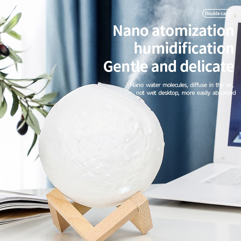 1500ML Ultrasonic Moon Air Humidifier Aroma Essential Oil Diffuser LED Night Lamp USB Mist Maker Humidificador Christmas Gift