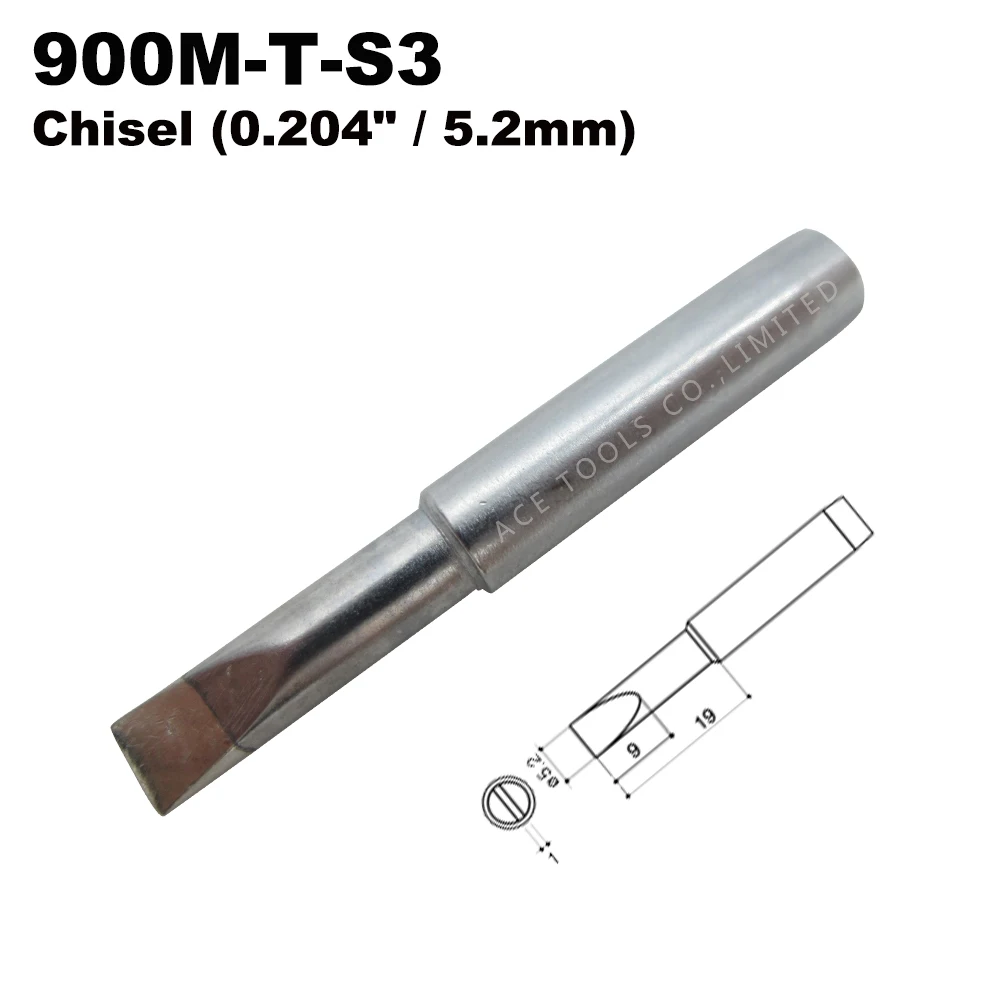 

5 PCS Soldering Tip 900M-T-S3 Chisel 5.2mm for Hakko 936 907 Milwaukee M12SI-0 Radio Shack 64-053 Yihua 936 X-Tronics 3020 Iron