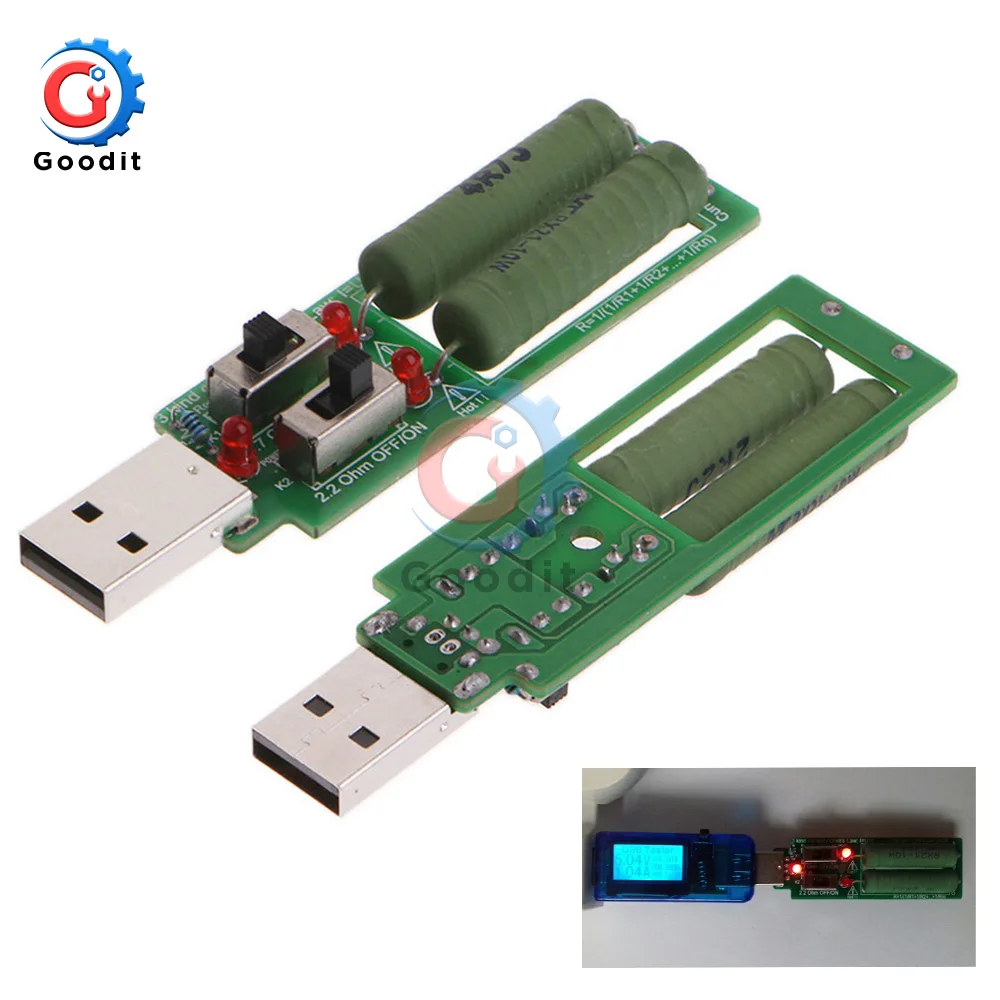 Resistor USB dc Electronic Load With Adjustable Switch 1A 2A Current Capacity Discharge Voltage  LED Battery Tester Resistance