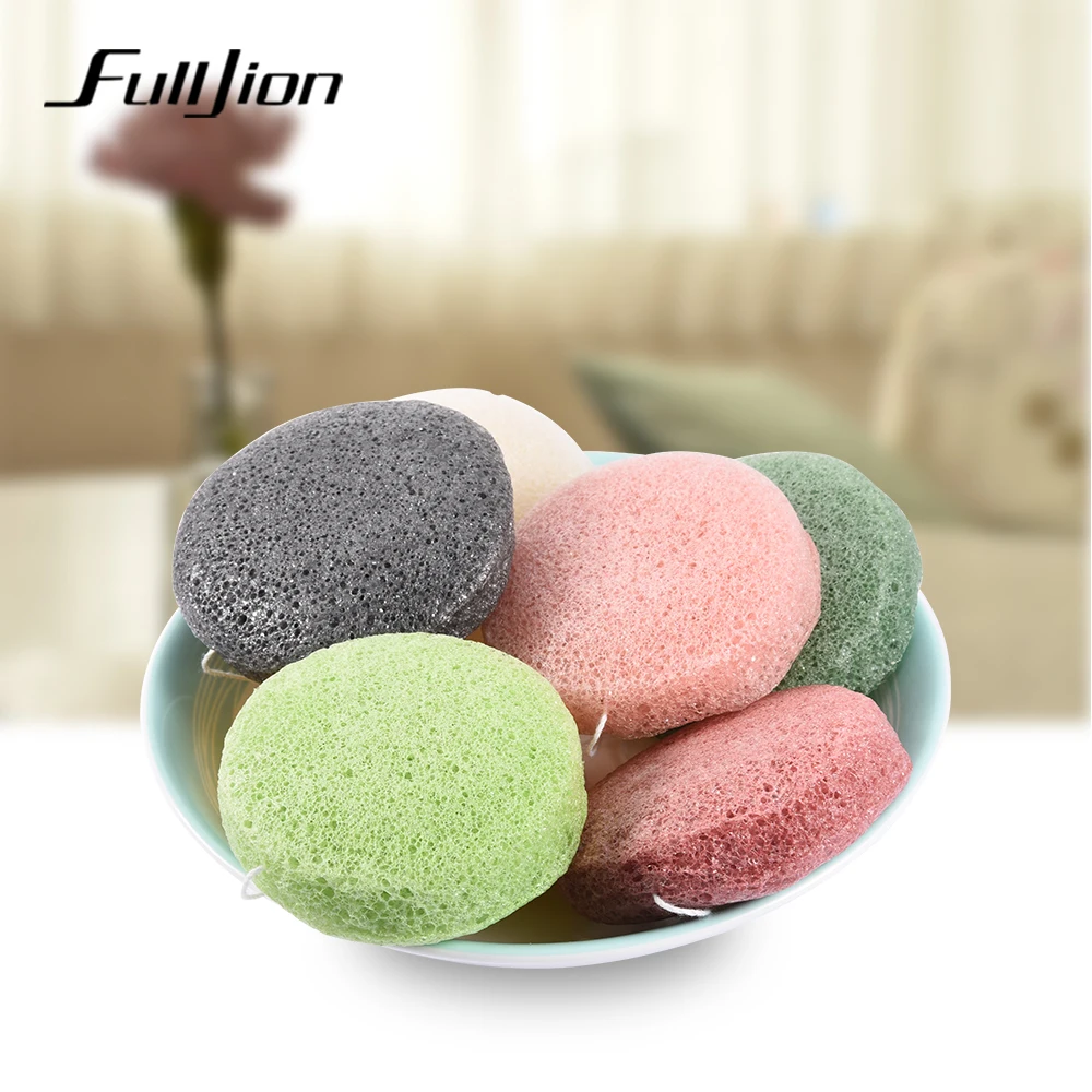 6 Colors  Natural Konjac Sponge Konnyaku Facial Exfoliator Wash Cleansing Cosmetic Puff Flutter Sponge Skin Care Cleanser Tools