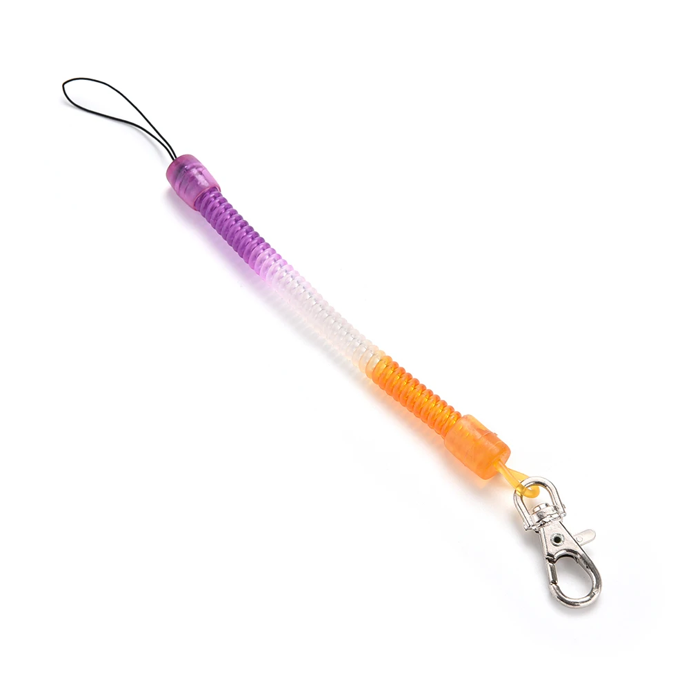 Black Retractable Spring Coil Spiral Keychain para Homens e Mulheres, Chaveiro, Stretch Chain, Chaveiro, Plástico, Presentes, 6Pcs