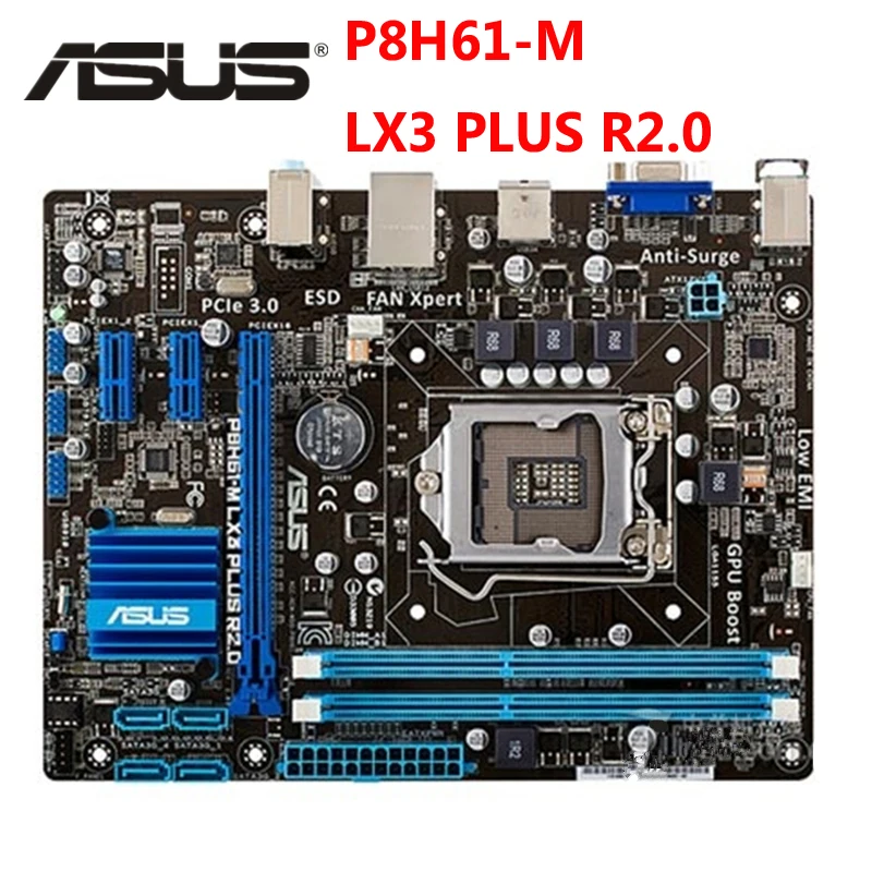 LGA 1155 ASUS P8H61-M LX3 PLUS R2.0 ASUS P8H61 M LXเมนบอร์ดUATX DDR3 DVI VGA USB2.0 16GBเดสก์ท็อปMainboardใช้