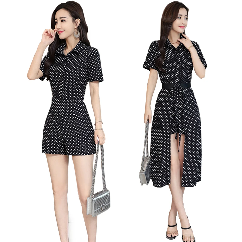 2020 roupas playsuit feminino coreano macacão chiffon playsuits polka dot macacão das mulheres verão kj2025