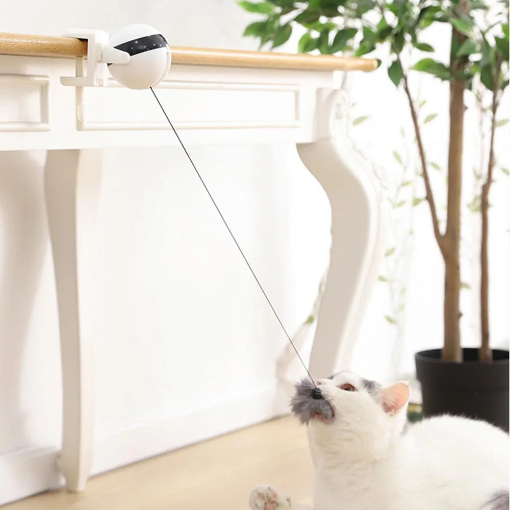 Funny Cat Toy Ball Automatic Teaser Stimulating Toys For Cats Interactive Electric Flutter Rotating Lifting Pet Drapak Dla Kota