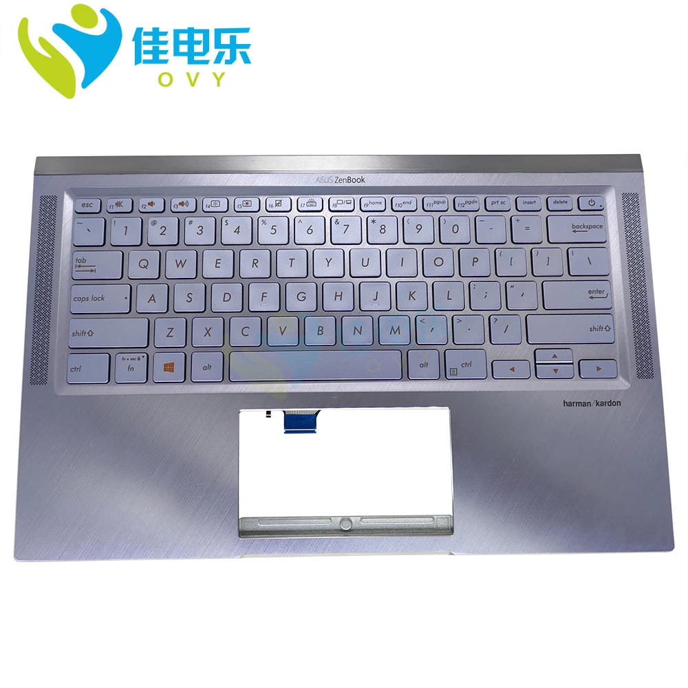 Imagem -06 - Inglês Backlit Teclado Capa Superior para Asus Zenbook 14 Um431 Um431da Ux431fa Ux431fl Prata Topcase Palmrest 90nb0mb1-r30us0 us