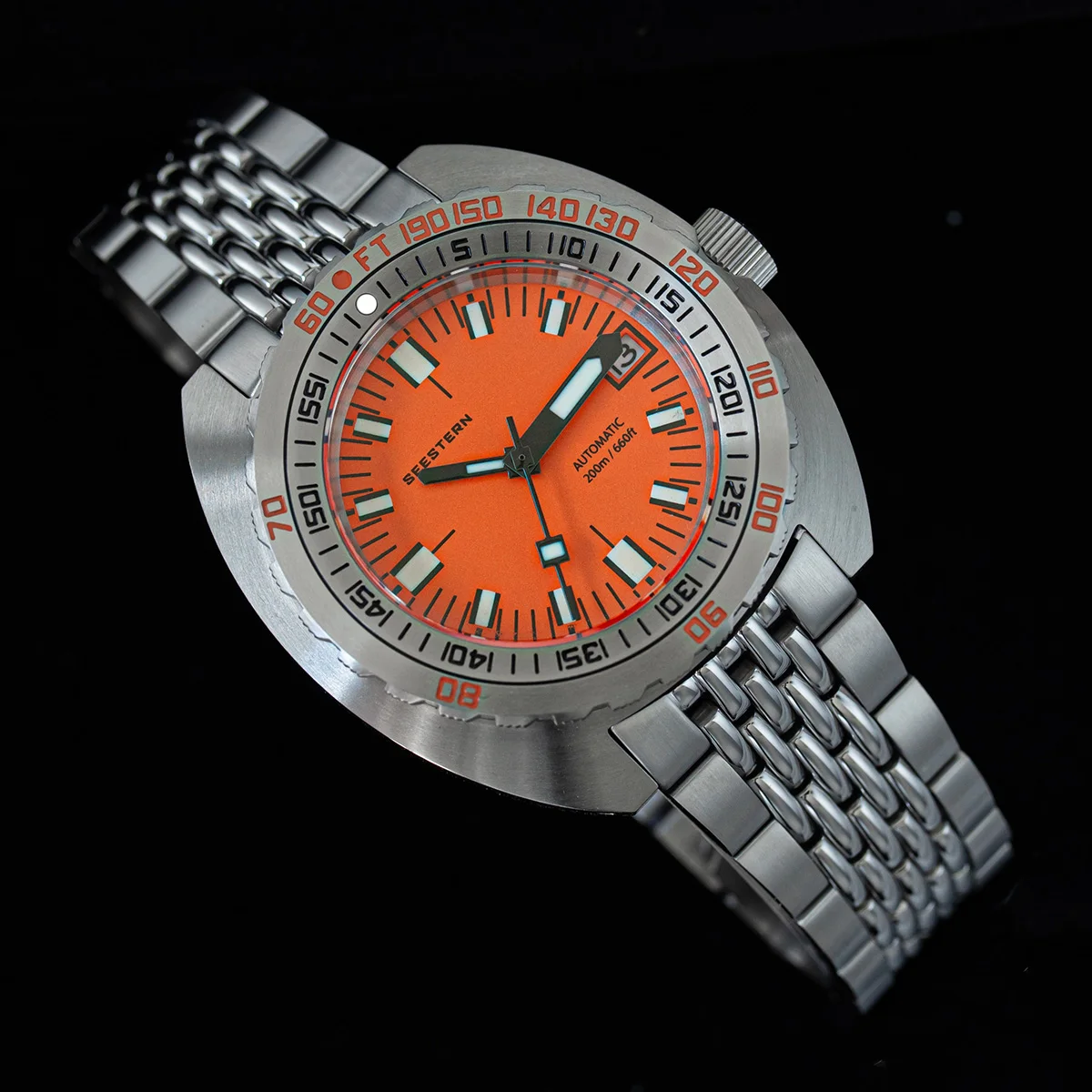Seestern S416 Automatic Steel Blue Ceramic Date Diver Men's Watch Seestern S416 Automatic Steel Blue Ceramic Date Diver Men's Watch