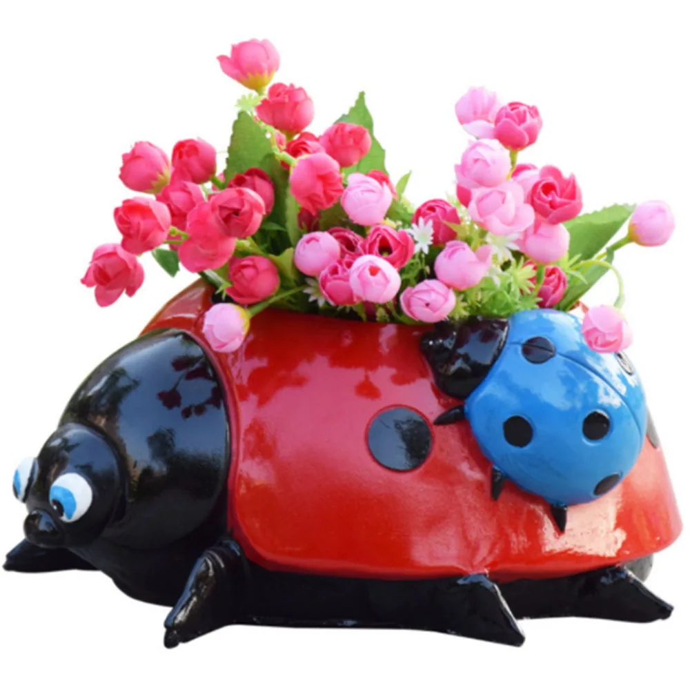 ​Beetle Cartoon Seven Star Ladybug Ornament Animal Art Backyard DIY Garden Fence Home Decor Ornaments Lawn Decoration