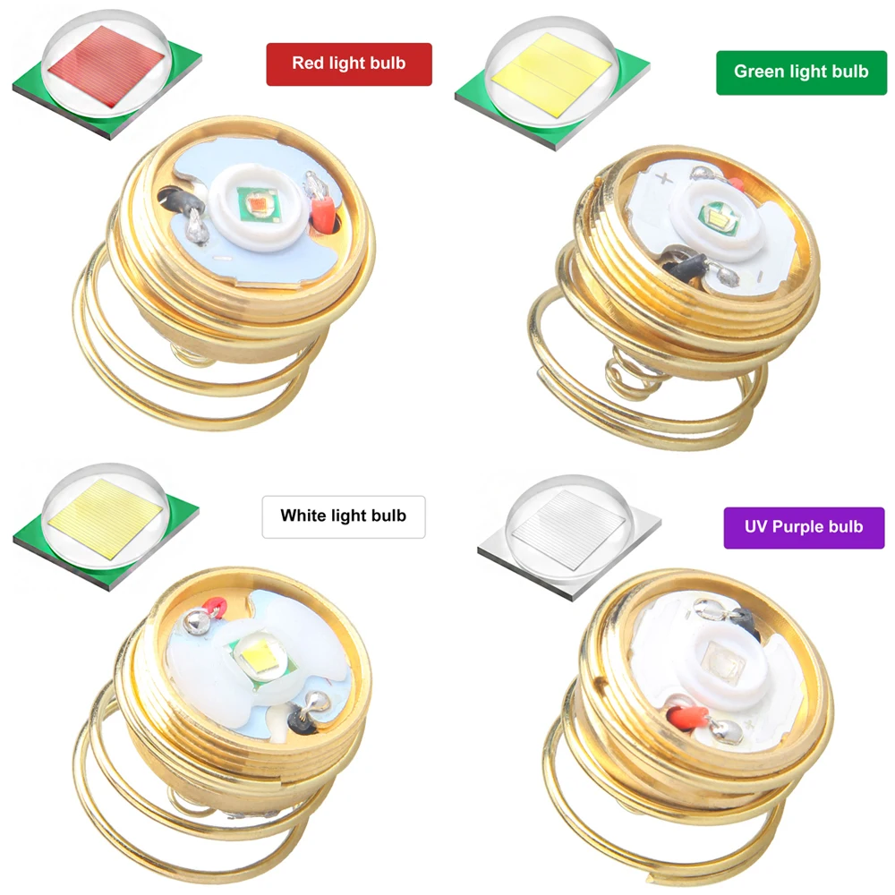 Lanterna de led verde vermelha uv 395nm azul 26.5mm, bulbo de led substituível de lm para lâmpada de cabeça da tocha segunda peça/502b