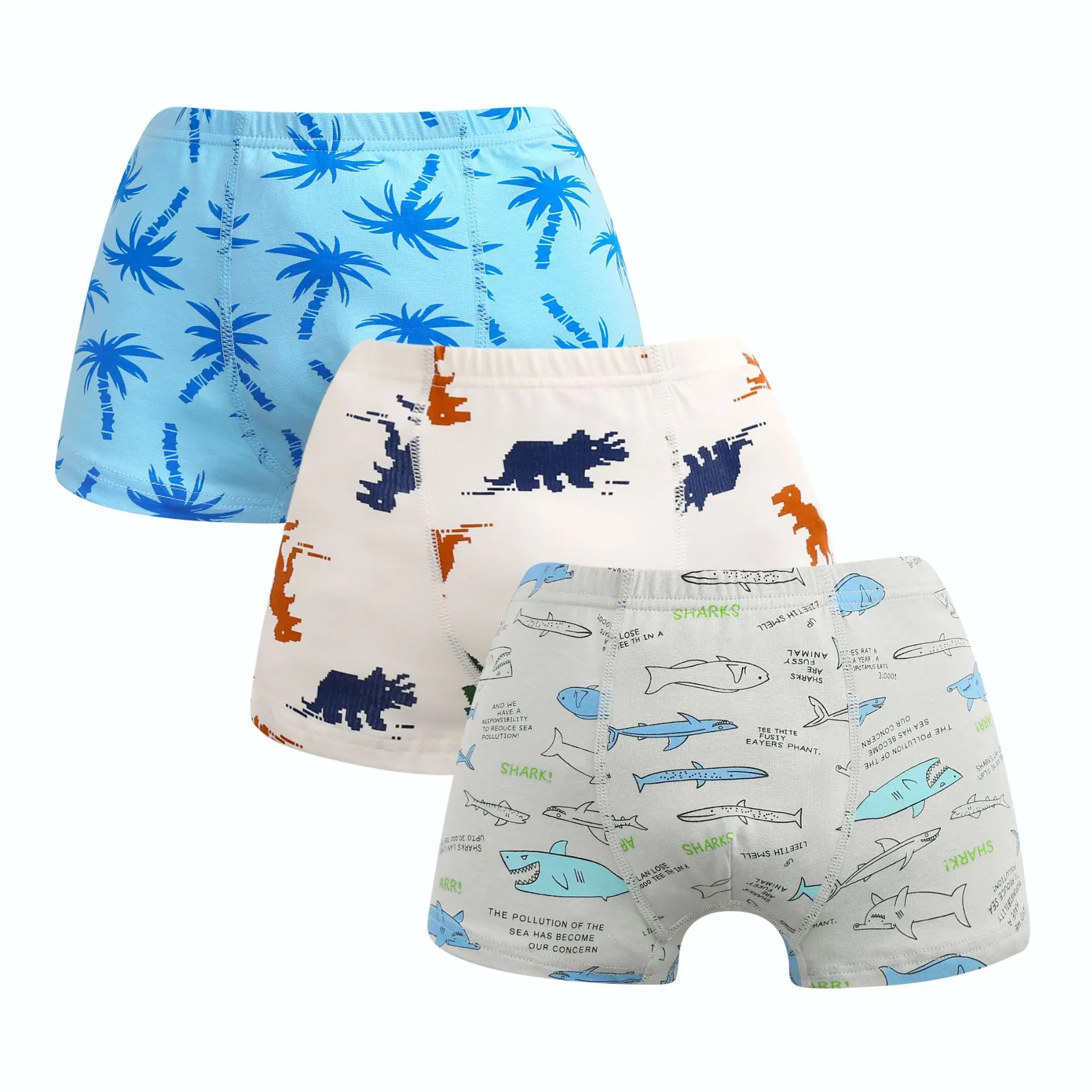 3Pcs Baby Boys Underwear Cotton Cartoon Dinosaur Children\'s Shorts Panties for Boys Toddler Teenagers Comfortable Underpants