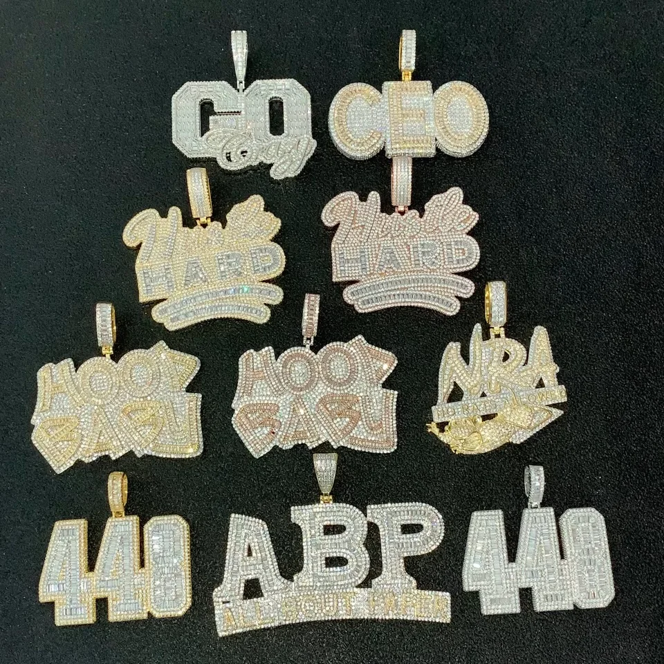 Top Quality Hip Hop Men Pendant Collection Various Design Full Paved 5A CZ Iced Out Bling Two Tone Gold Color Rock Punk Necklace