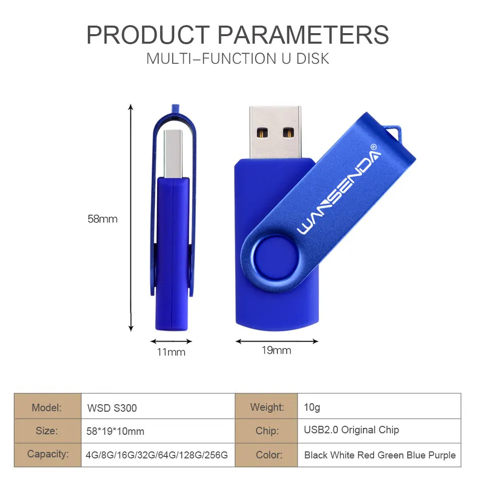 Wansenda Rotatie Usb Flash Drive Metalen Pen Drive 16Gb 32Gb 64Gb 128Gb 256Gb Pendrive Flash drive 4Gb 8Gb Usb 2.0 Memory Stick