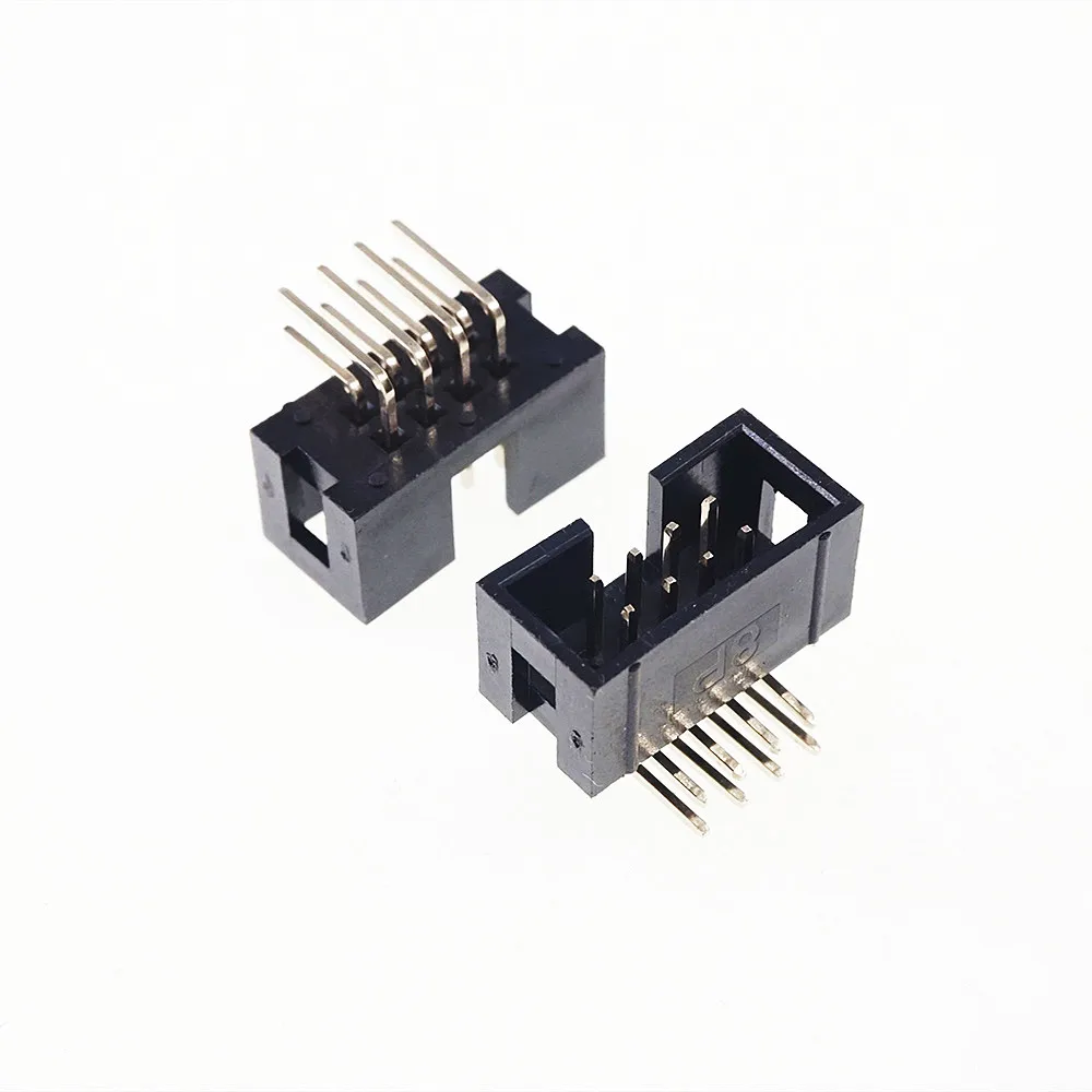 10 Pcs Shrouded Box Header IDC Socket 2.54mm 2x4 Pin 8 Pin Right Angle Male Square 0.64mm 2 Rows 2.54 Through Hole DIP