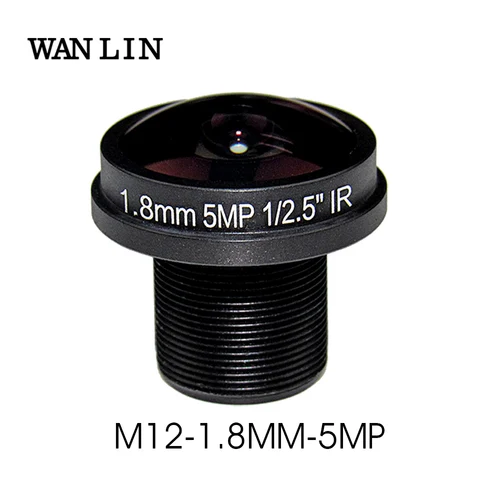 Imagen 1 del producto Lente de 1,8mm lente CCTV ojo de pez IR M12 lente de cámara CCTV 5 megapíxeles HD para cámara IP HD 180D ángulo de visión amplio F2.0 1/2,5""