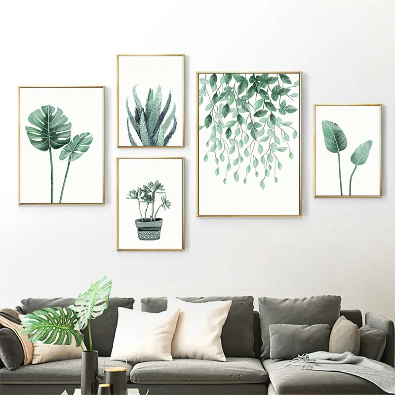 Nordic Minimalist Monstera Art Canvas Painting Prints multicolor Green Plant Leaf Posters Wall For Living Room Home Decor