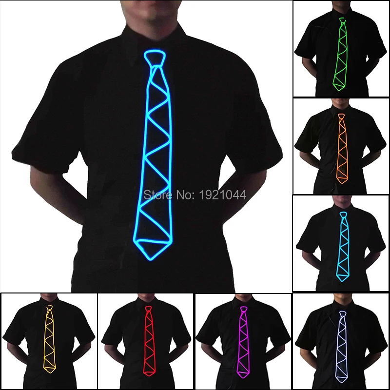 EL Flashing Neck Tie Wedding Carnival Party Tie Decoration LED Light up Tie 1pc Drop Shipping Club DJ Necktie