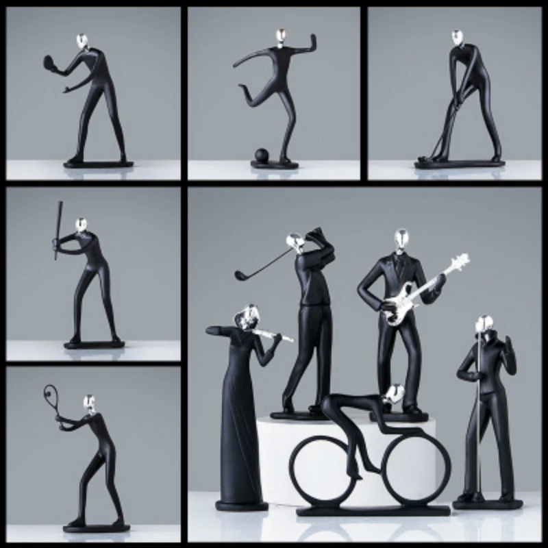 

Figurine Nordic Modern Simple Black Sports Figure Model Ornaments Decoration Home Study Living Room Personality Statue Gift