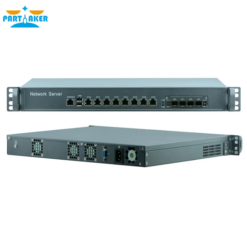 1U intel Core i7 7700 CPU firewall network server SFP 4 Optical fiber pfSense barebone system OEM Network appliance with 8 LAN