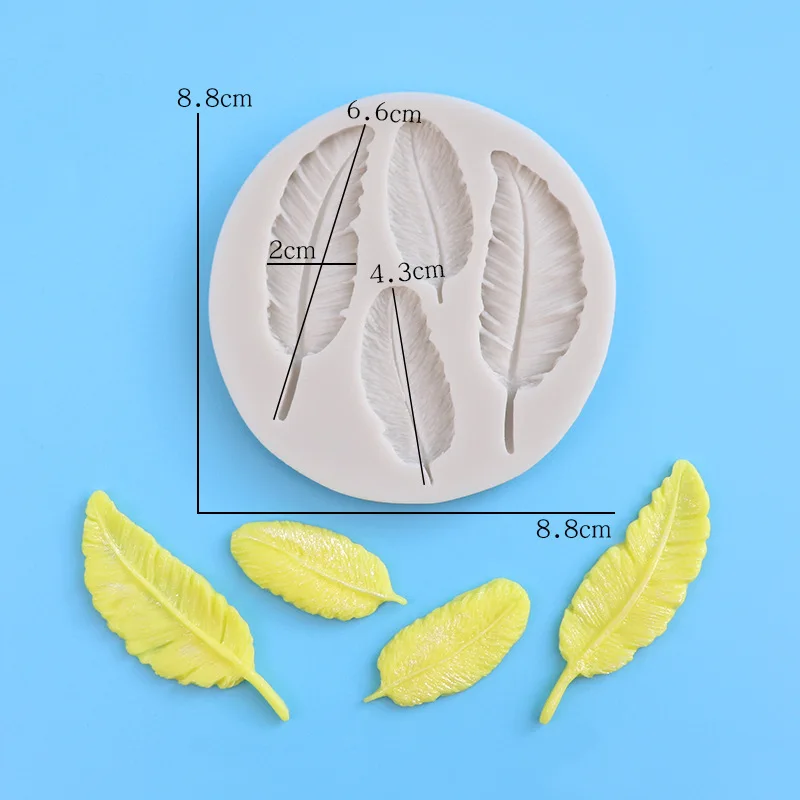 Silicone mold Feather shape fondant mold cake decoration UV Resin chocolate mold plaster Sugar Clay mould M2725