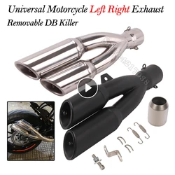 Universal Motorcycle Double Hole Exhaust Pipe Pot Echappement Moto Motorbike Muffler Escape For benelli 502C Ninja 250 R1 R3 R25