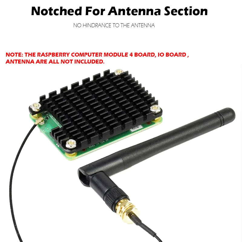 Raspberry Pi CM4 Computer Module 4 Heatsink with Case Kit, Raspberry Pi 4 IO Board Case with Heat Sink Tapes Notched for Antenna