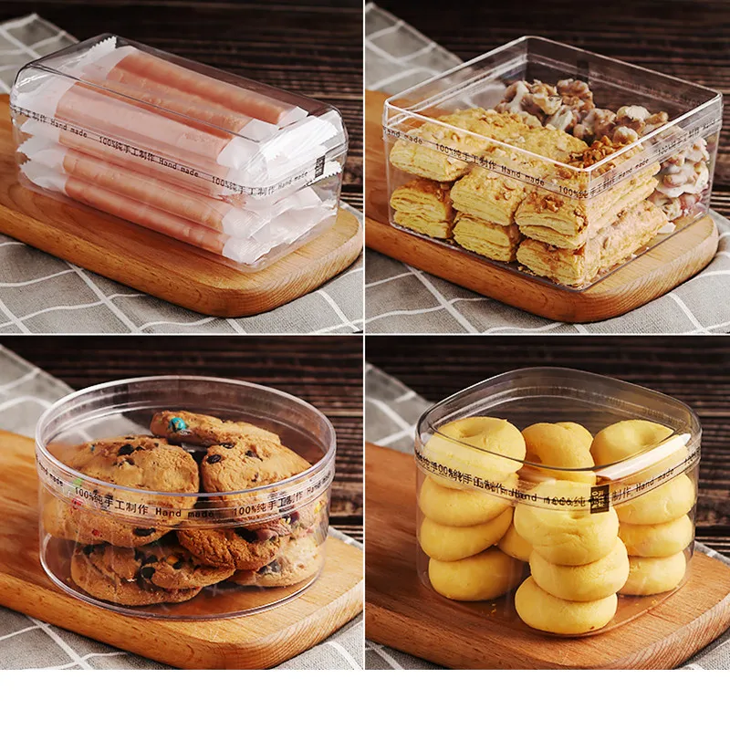 10pcs High quality cookies biscuits snack box hard plastic packaging boxes party gift box cake pastry dessert cups with lids