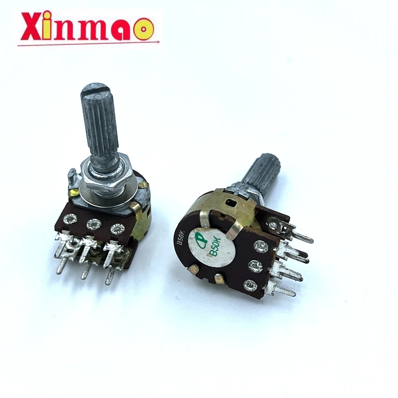 16 type duplex potentiometer b50k with stepping sawtooth shaft length 25mm dual channel 148 type volume potentiometer