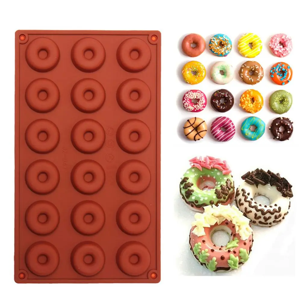 18-Cavity Silicone Fondant Cake Chocolate Mold Baking Pan DIY Donut Heart Shape Muffin Cookie Moulds Pastry Decorating Tools