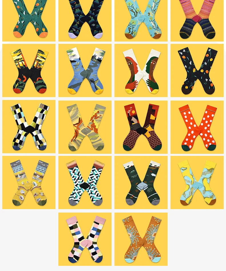 1 Pair Canvas Lattice Plant Art Funny Socks Women Novelty Abstract Cute Socks Women Jacquard Crew Female Calcetines Divertidos