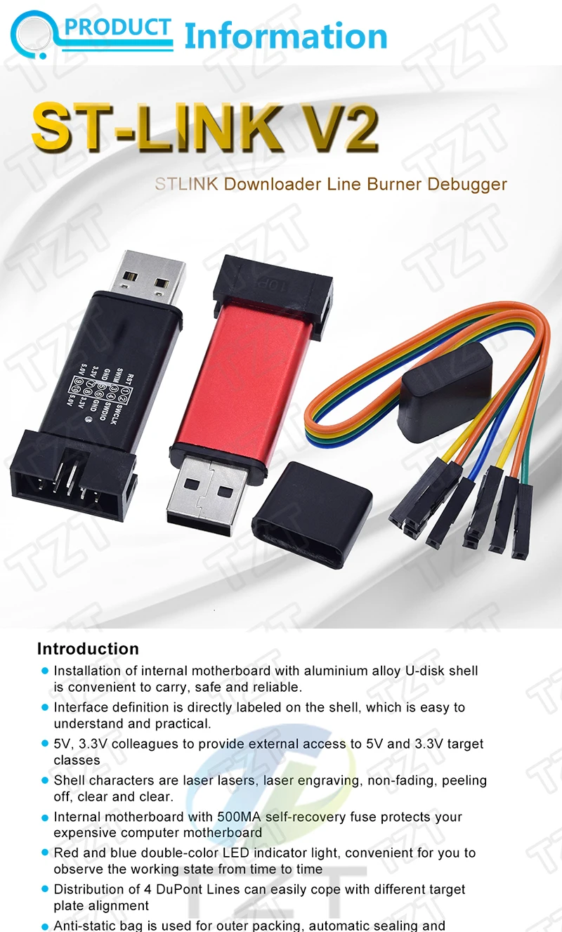 TZT STM32F103C8T6 CH32F103C8T6 ARM STM32 Minimum System Development Board STM32F401 STM32F411 + ST-LINK V2 Download Programmierer – Detail 34