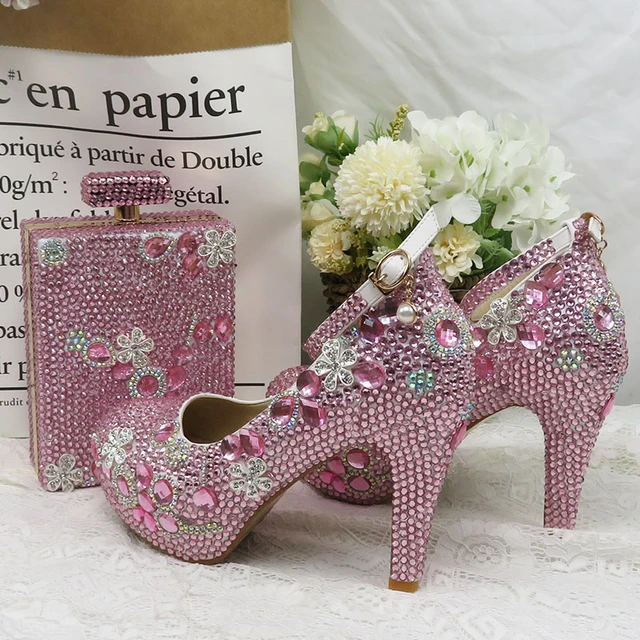 Pink sparkly wedding shoes store
