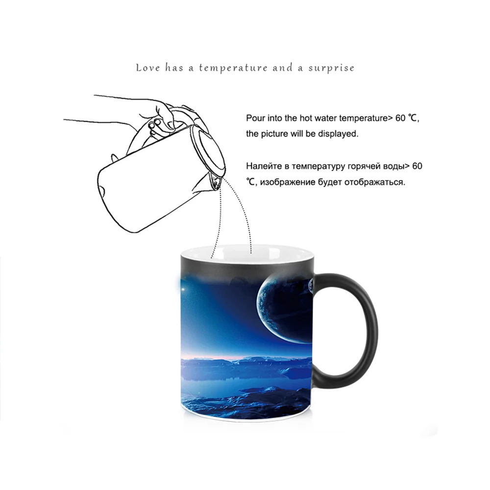 New Space Planet Heat Sensitive Mug BSKT-150 Anime Game Milk Tea Coffee Mug Changing Color Magic Mug Best Gift for Friends