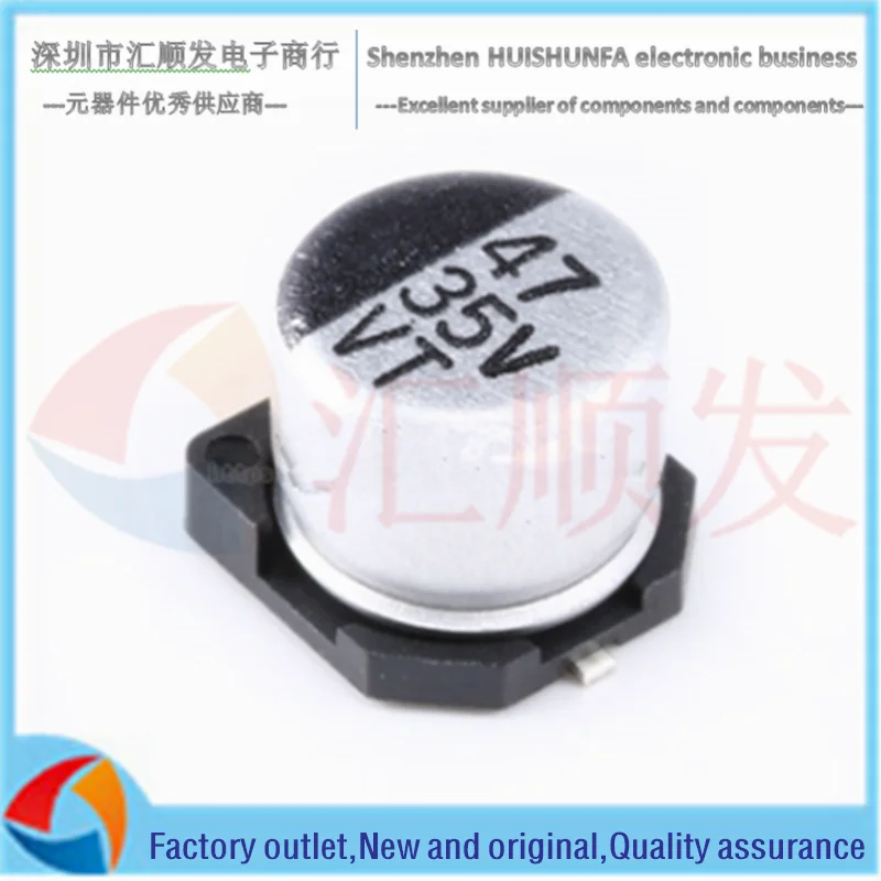 10 قطعة!!! ‪‫SMD عالي الجودة الألومنيوم مُكثَّف كهربائيًا 35V 47 فائق التوهج حجم 6.3*5.4 SMD كهربائيا