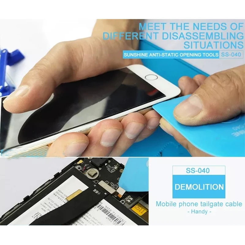 Sunshine SS-040 Anti-Statische Telefoon Demontage Gereedschap Batterij Teardown Kaart Vier-Hoek Gebogen Ontwerp Mobiele Telefoon Opening Gereedschap
