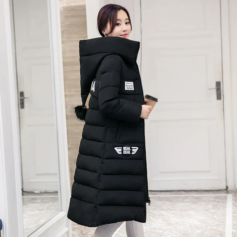 

Jacket Winter 2023 New Plus Size Slim Long Thick Cotton Padded Coat Korean Fashion Hat Hooded Tops Chaqueta Mujer LWL885