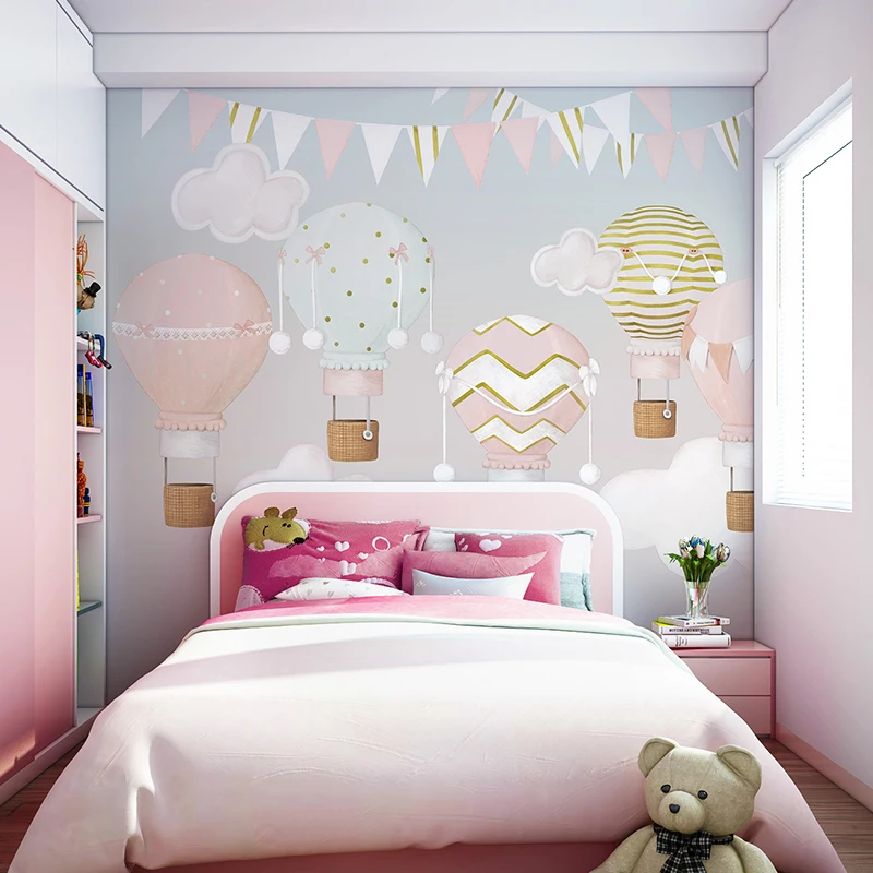 Beibehang-papel tapiz Mural personalizado 3D para habitación de niños, Fondo de dormitorio, dibujos animados, globo de aire caliente fresco, papeles de pared, decoración del hogar