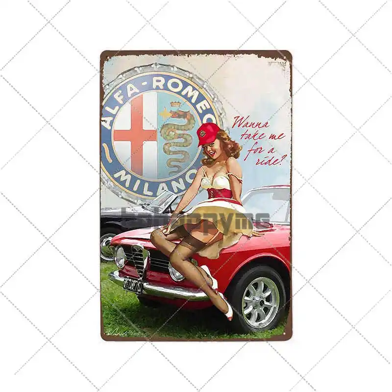 Alfa Romeo Metal Sign For Garage Decorative Tin Plaque Retro Car Wall Posters Vintage Home Decor Plate 20x30cm