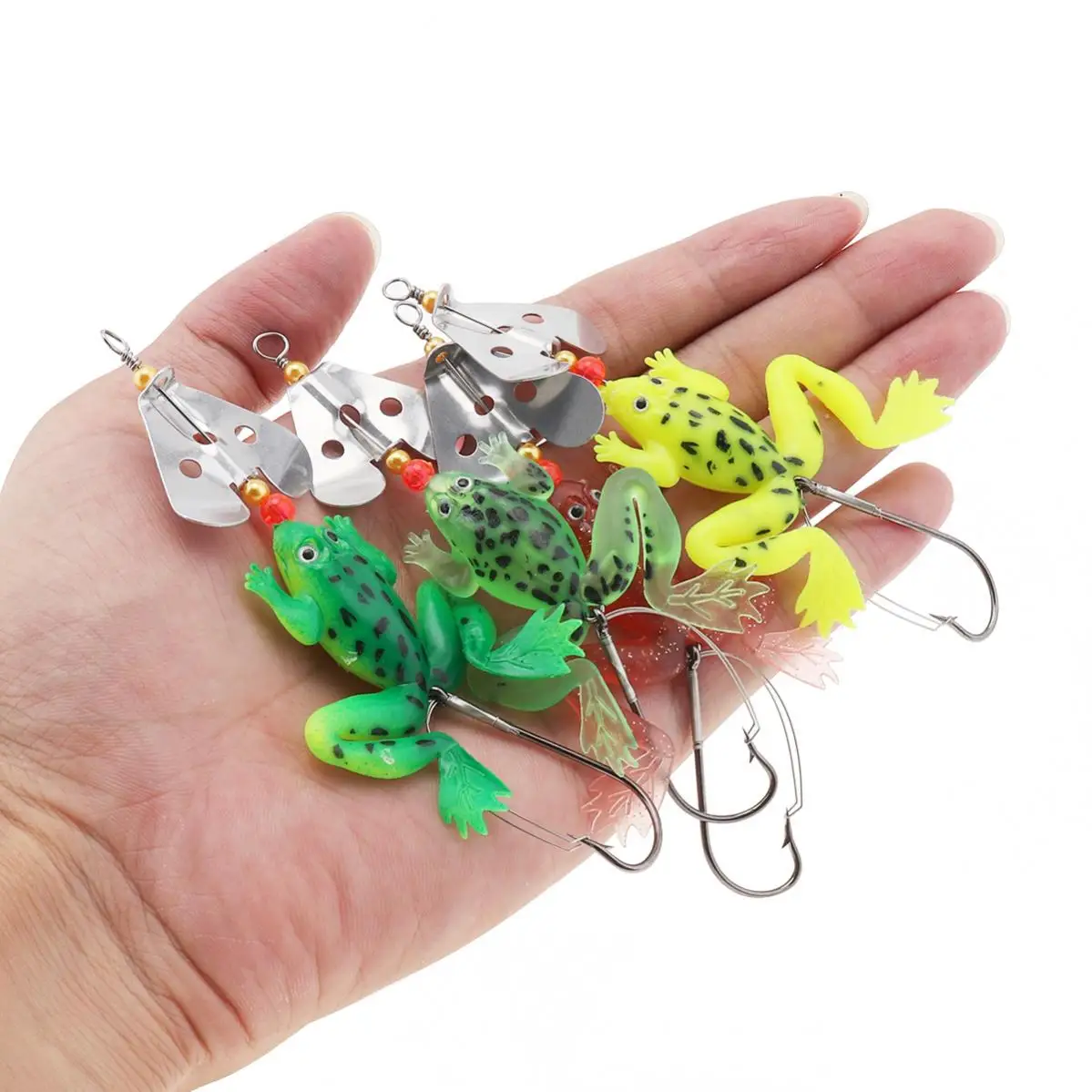 4pcs/set Frog Soft Baits 7cm 6g Sinking Bass Carp Artificial Spinner Spoon Bait Fishing Lures