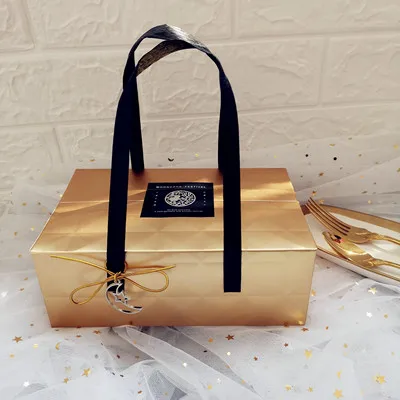 10Pcs/lot High Profile Gift Box golden Paper Boxes Nougat Cookies Tote Bags Wedding Chocolate Cake Packing Party Supplies