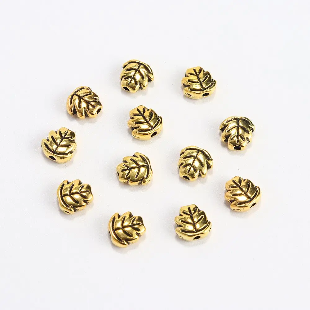 100 stücke Tibetischen Silber Blatt Spacer Lose Metall Perlen Für Schmuck Handmaking Diy Armband Halskette Perlen Zubehör Großhandel – Detail 3