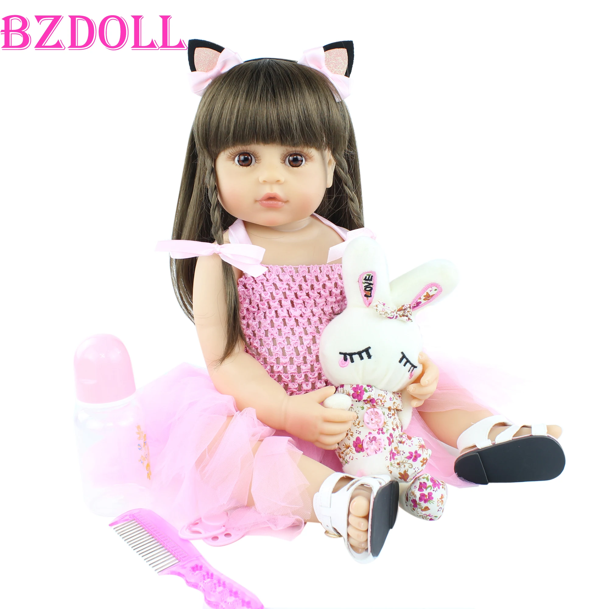 

55cm Lifelike Baby Reborn Doll For Girl Full Body Soft Silicone Newborn Toddler Bebe Boneca Kid Birthday Gift Popular Bath Toy