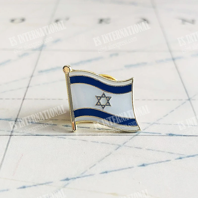 Israel  National Flag Crystal Epoxy Metal Enamel Badge Brooch  Collection Souvenir Gifts  Lapel Pins Accessories  Size1.6*1.9cm