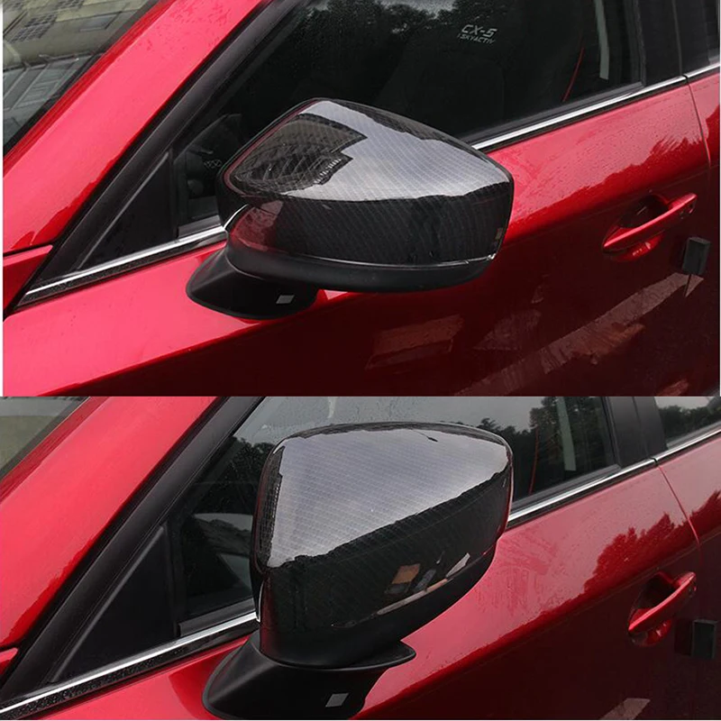 Side Door Mirror Carbon Fiber Look Rear View Rearview Caps Trim Car Covers Overlays Styling For Mazda CX-5 CX5 2017 2018 KF