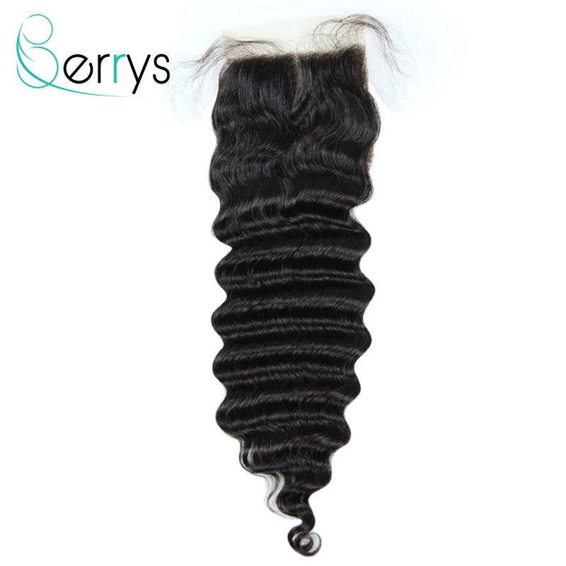 Berrys Hair 10A Peruvian Human Hair 4x4 Loose Wave TRANSPARENT Lace Closure With Pre plucked Virgin Hair Swiss Lace 10-20 inch